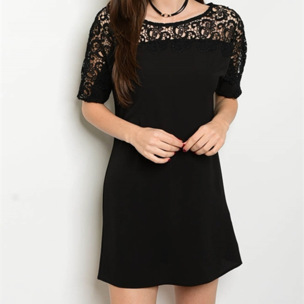 NWT Black dress with lace sleeves